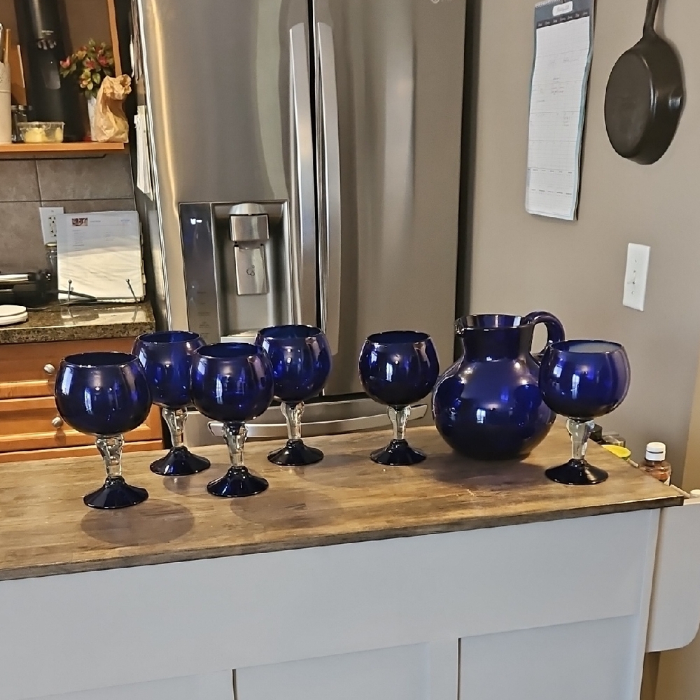 1 of 2 Mexican Cobalt Blue Authentic Margarita Drinkwear Set